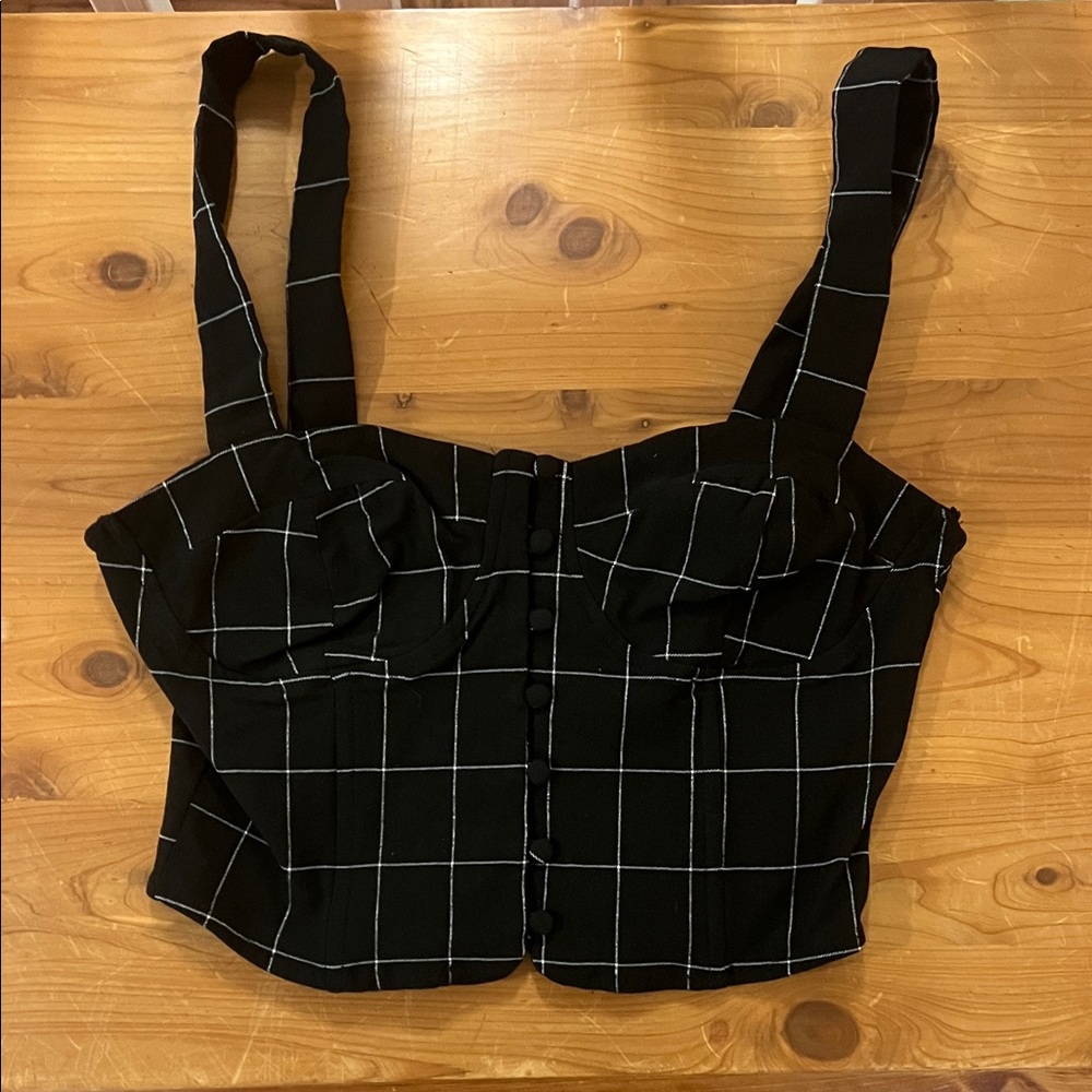 Forever 21 Black Grid Crop Top